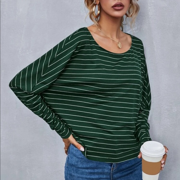 Boho striped drop shoulder long sleeve top - Picture 9 of 15